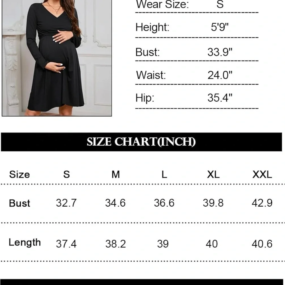 NWT OUGES Womens 2024 V-Neck Maternity Dress Large